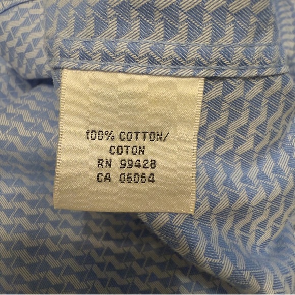 Bugatchi - Men’s Dress Shirt Blue Geometric Pattern Button Front XL XXL - Picture 7 of 9